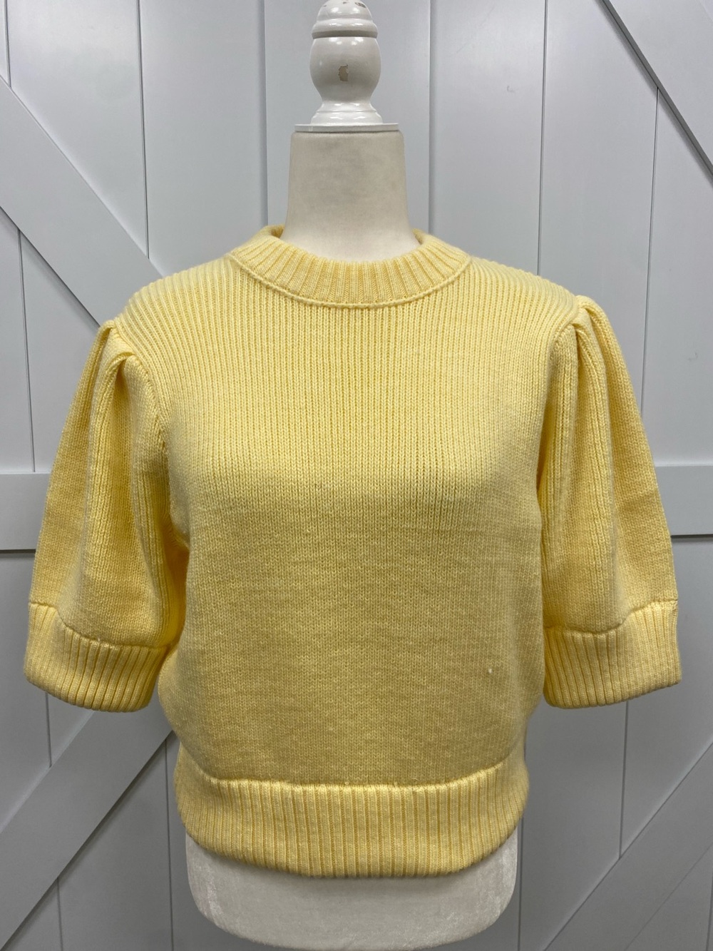 Yellow Puff Sleeve Knit Sweater